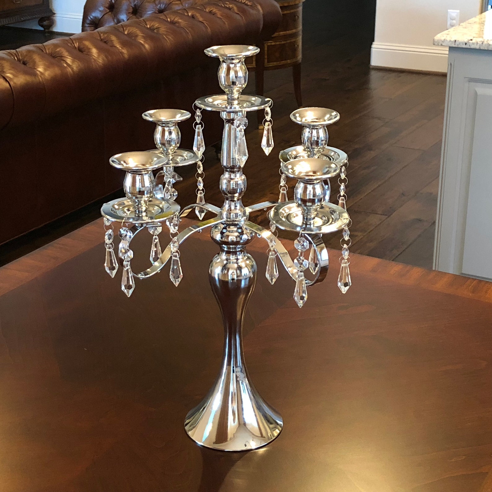 Allgala 18 5Arm Gold Plated Taper Candle Holder Etsy