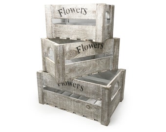 allgala 3-PC Set Wooden Boxes Planter Trough for Flower pots - Indoor Outdoor Decoration - Storage Display Boxes