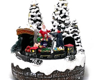 Allgala Crafted Polyresin Christmas House -Moving Train and Photo with Santa-XH93408