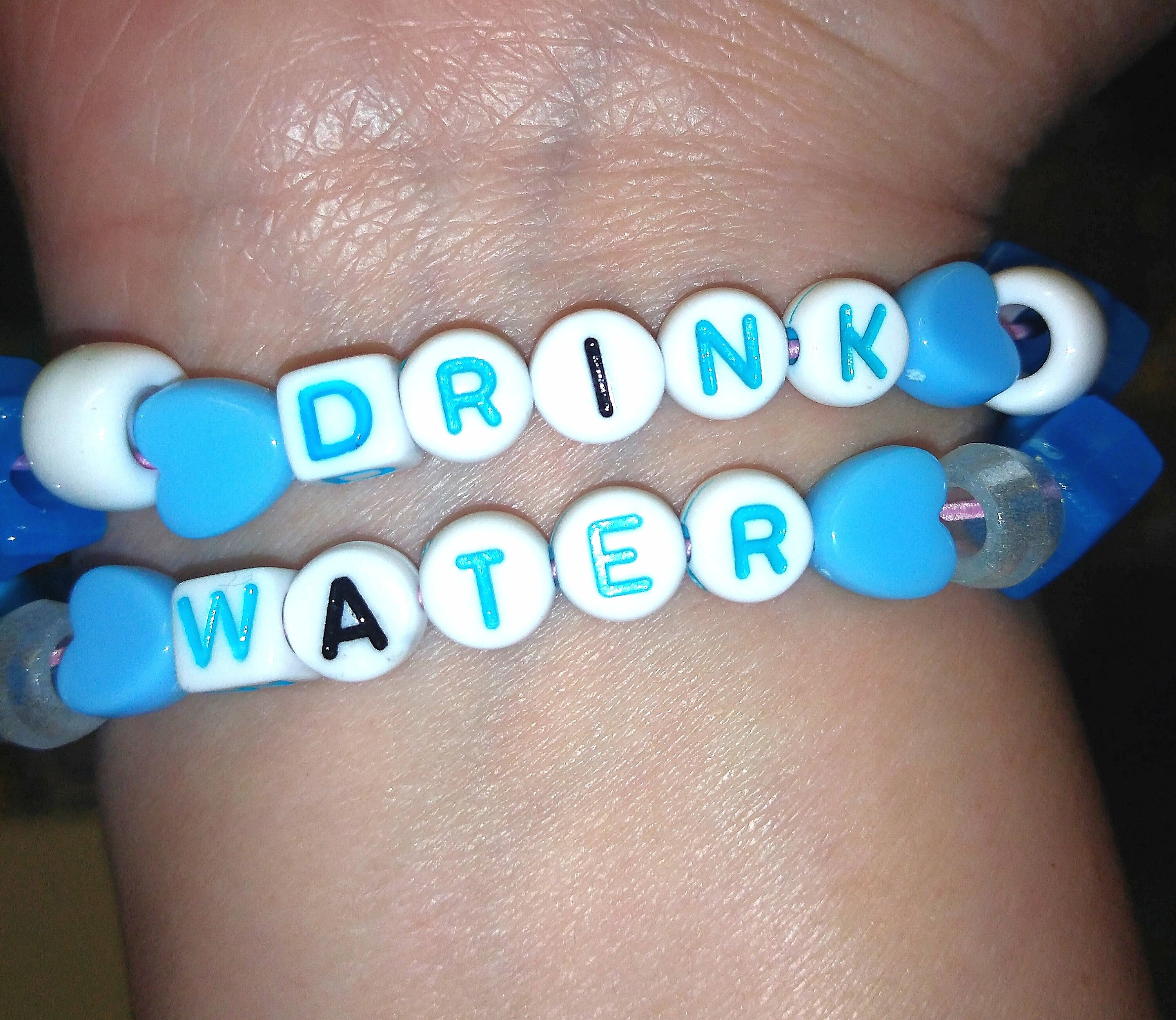 DRINK WATER double pack 2 blue kandi style bracelets | Etsy