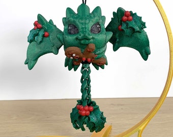 Baby Dragon Christmas Ornament, Flexi Cinderling Holly, Eating Gingerbread Man, Articulated