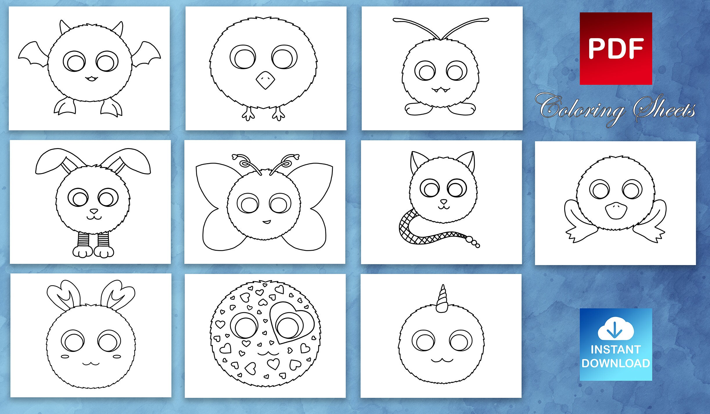 Digital Download Puff Coloring Sheets | Etsy