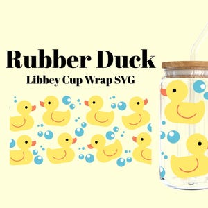Gumowa kaczuszka w kształcie kubka bąbelkowego w formacie SVG i PNG do 16-uncjowego szkła Libbey | Uroczy plik Cricut z kaczątkiem | Projekt kubka do kąpieli na lato | Pobieranie cyfrowe