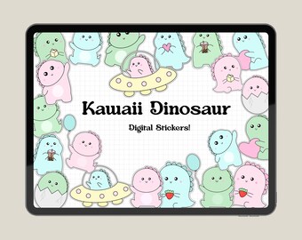 Hand-Drawn Kawaii Dinosaur Digital Stickers | GoodNotes, Notability (Precropped PNGs)