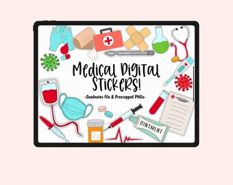 Medical Digital Stickers | Nurse Goodnotes Stickers | Nursing Student Stickers | Cute Doctor Stickers | Hospital Stickers