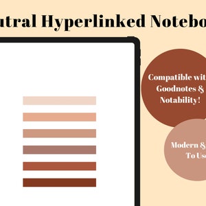 Handmade Portrait Digital Notebook with Tabs, Goodnotes & Notability, Modern, Neutral, Boho, Student/College Notebook