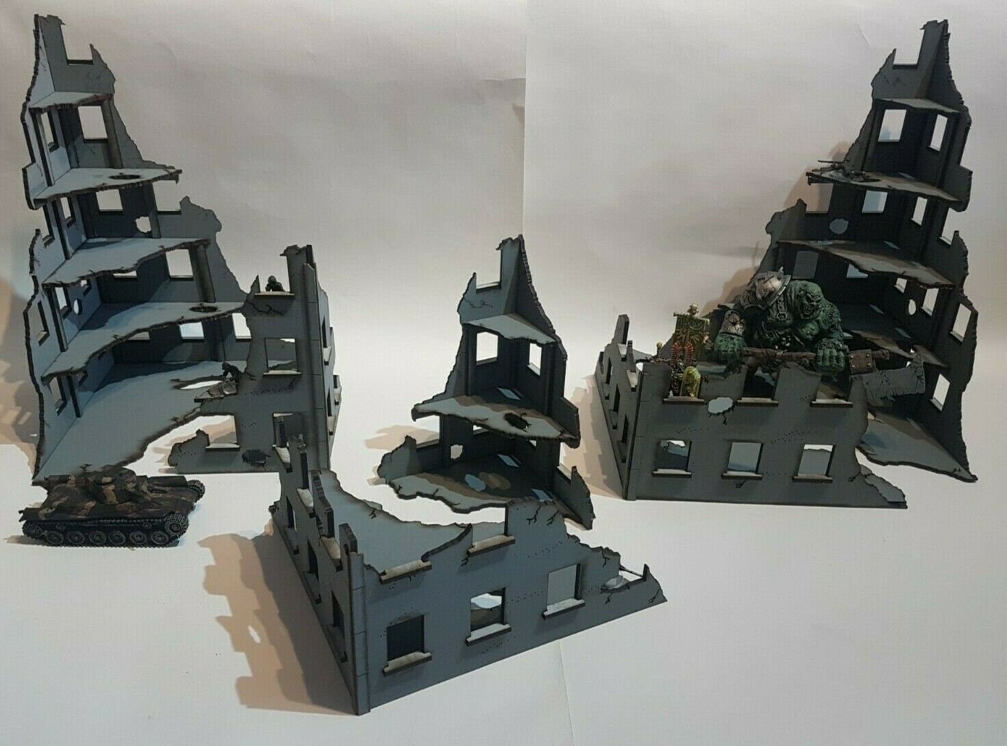 28mm WW2 Building Ruins Set A MDF Painted Terrain Suitable for