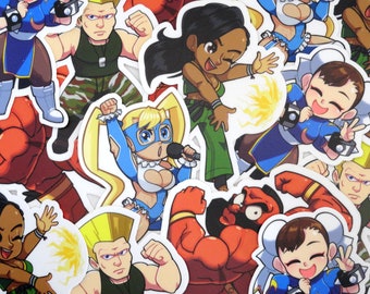 Street Fighter Chibi Vinyl Stickers | Chun li | Rainbow Mika | Zangief | Laura | Guile