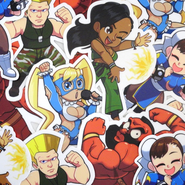 Street Fighter Chibi Vinyl Stickers | Chun li | Rainbow Mika | Zangief | Laura | Guile