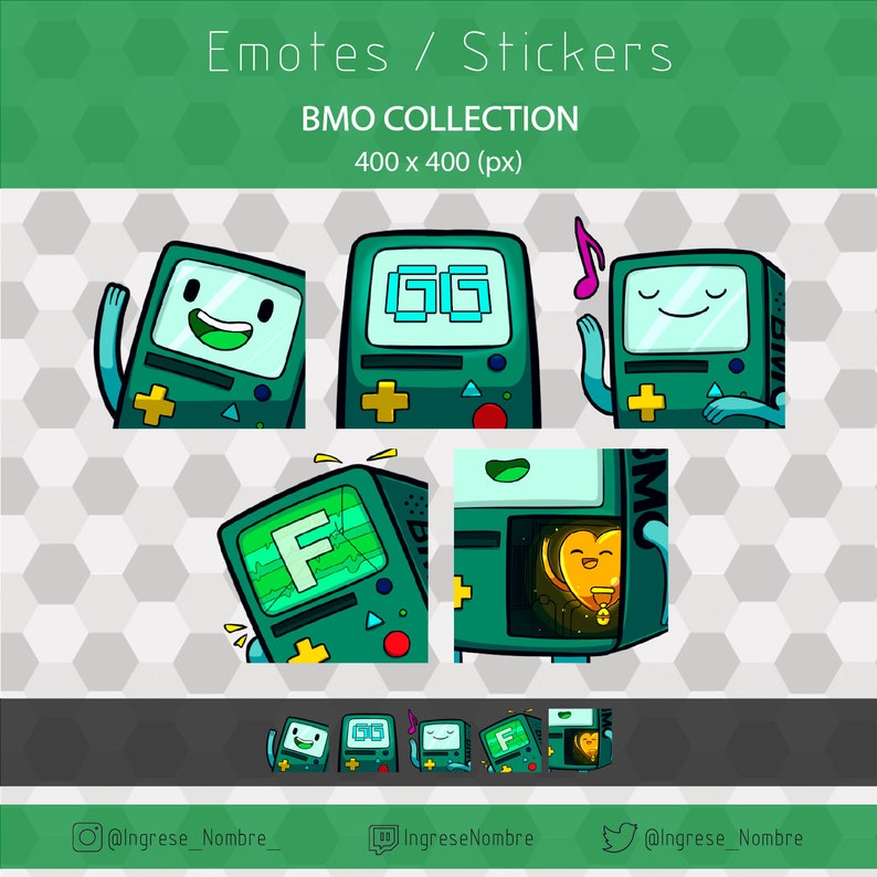 Adventure time BMO Emotes pack Twitch Discord Youtube Etsy