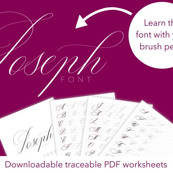 Elegant Font PDF | Brush Calligraphy Worksheets | Hand Lettering Practice Pages | Modern Calligraphy Workbook | Brush Pen Worksheets PDF