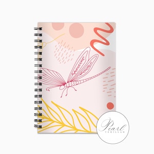Spiral Notebooks | Soft Cover Notebook | Bible Journal | Dragonfly Pattern | Dot Grid/Lined