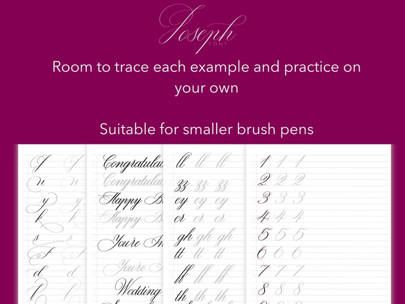 Elegant Font PDF Brush Calligraphy Worksheets Hand Etsy Australia