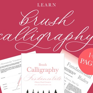 Brush lettering ebook, Calligraphy practice sheets, Beginner's lettering guide, Calligraphy worksheet, Calligraphy book print & procreate