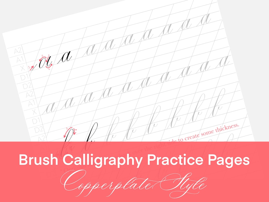 Copperplate Calligraphy Brush Pen Worksheets, Brush Calligraphy Ebook ...