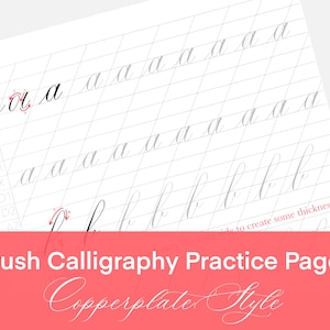 Kupferplatte Kalligraphie Brush Pen Arbeitsblätter, E-Book für Kalligraphie, Kalligraphie-Übungsseiten, Handlettering Arbeitsbuch, herunterladbare PDF-Datei