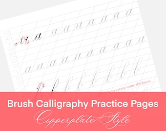 Copperplate Calligraphy Brush Pen Worksheets, Brush Calligraphy Ebook, Calligraphy Practice Pages, Hand Lettering Workbook, Downloadable PDF