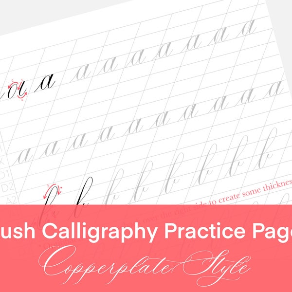 Copperplate Calligraphy Brush Pen Worksheets, Brush Calligraphy Ebook, Calligraphy Practice Pages, Hand Lettering Workbook, Downloadable PDF