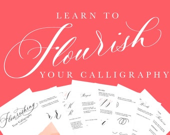 Flourishing Calligraphy Workbook, Lettering Worksheets & Practice Pages (A4)