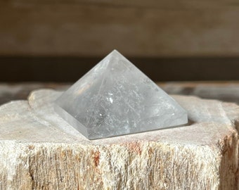 Polished Clear Quartz Pyramid: Rainbow Crystal Display, Altar Stone