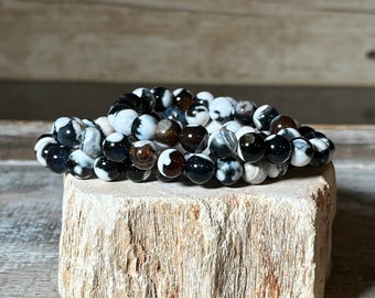 Orca Agate Stretch Bracelet: 8mm Crystal Healing Jewelry