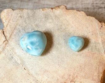 Larimar Heart, Blue, White, Crystal, Stone, Larimar, Polished, Mini, Small, Natural, Larimar, Display, Altar, Metaphysical, Healing