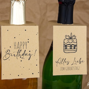 6 x Flaschenanhänger Geburtstag, Herzlichen Glückwunsch, Mitbringsel, Geschenkidee, PDF Download zum selber drucken und ausschneiden