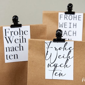 3 x Geschenktüten - Frohe Weihnachten, Weihnachtstüten als Geschenkpapier Alternative für kleine Geschenke, Mitbringsel, Kekse, Miniklammern