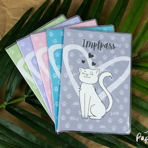 IMPFPASSHÜLLE für Katzen, mit Katzen Illustration, Europäische Union & Nationaler Impfausweis, Hülle für Heimtierausweis und Katzenliebhaber