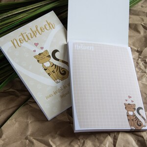 Katzen Notizblock, kleiner Notizblock mit Katzen Illustration, Notizblock kariert, Geschenkidee Katzenliebhaber, ToDo, Einkaufsliste, DIN A6