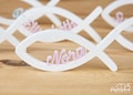 Personalized fish with name, name tags, place cards, scatter decorations for Communion - Confirmation - Baptism - Confirmation, table decorations, Ichthys