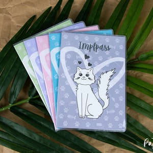 IMPFPASSHÜLLE für Katzen, mit Katzen Illustration, Europäische Union & Nationaler Impfausweis, Hülle für Heimtierausweis und Katzenliebhaber