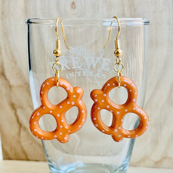 Bretzel, boucles d'oreilles pendantes bière et collier