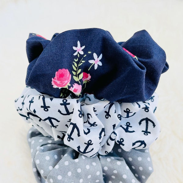 Scrunchies - Polka dots, Floral, Beach Collection 100% cotton