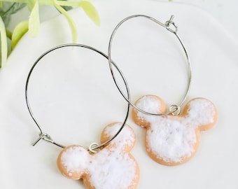 Mouse Beignet Earrings Studs and Hoops