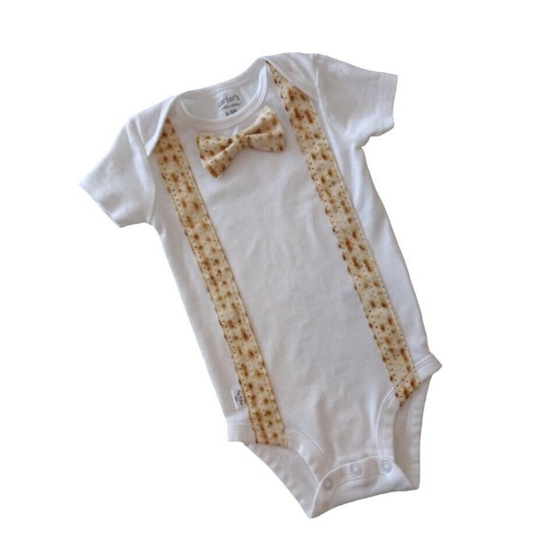 Baby Boy Passover Outfit/Matzah/Matzo/Bow Tie/Suspenders/Israel/Jewish Feasts/Infant/0-3,3-6,6-12,18 Months/First Passover/Baby Shower Gift