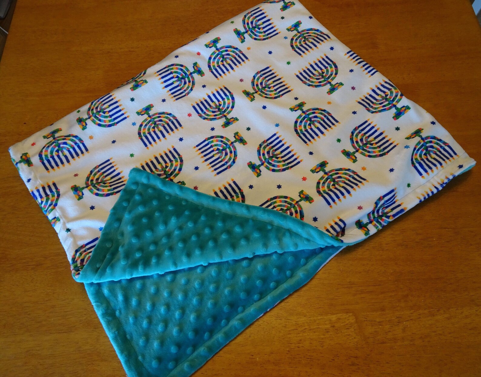 Hanukkah Baby Blanket, Jewish Baby Blanket, Chanukah, Hanukkah Baby Gift, Menorah, 36x46, Soft