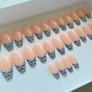 ZEBRA TIPS| Press on Nails  | Acrylic Nails | Gel Nails | Coffin Nails | Ballerina Nails