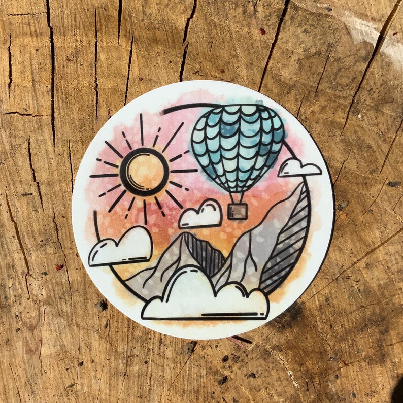 Hot Air Balloon Sticker | Watercolor | Waterproof Vinyl Sticker ...