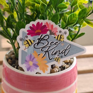 Bee Kind Sticker | Be Kind | Bumble Bees | Flowers | Waterproof Vinyl Sticker | Laptop Sticker | Water Bottle Sticker
