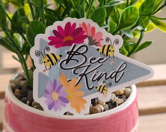 Bee Kind Sticker | Be Kind | Bumble Bees | Flowers | Waterproof Vinyl Sticker | Laptop Sticker | Water Bottle Sticker
