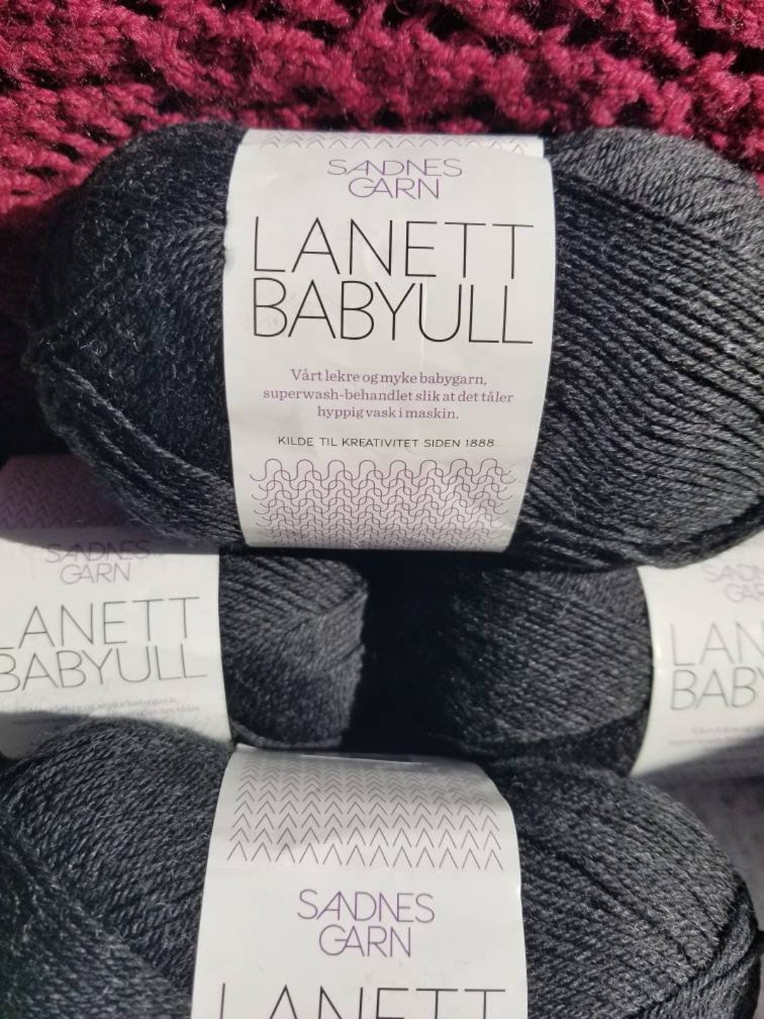 Sandnes Garn Lanett Babyull Yarn Color 1088 Charcoal - Etsy