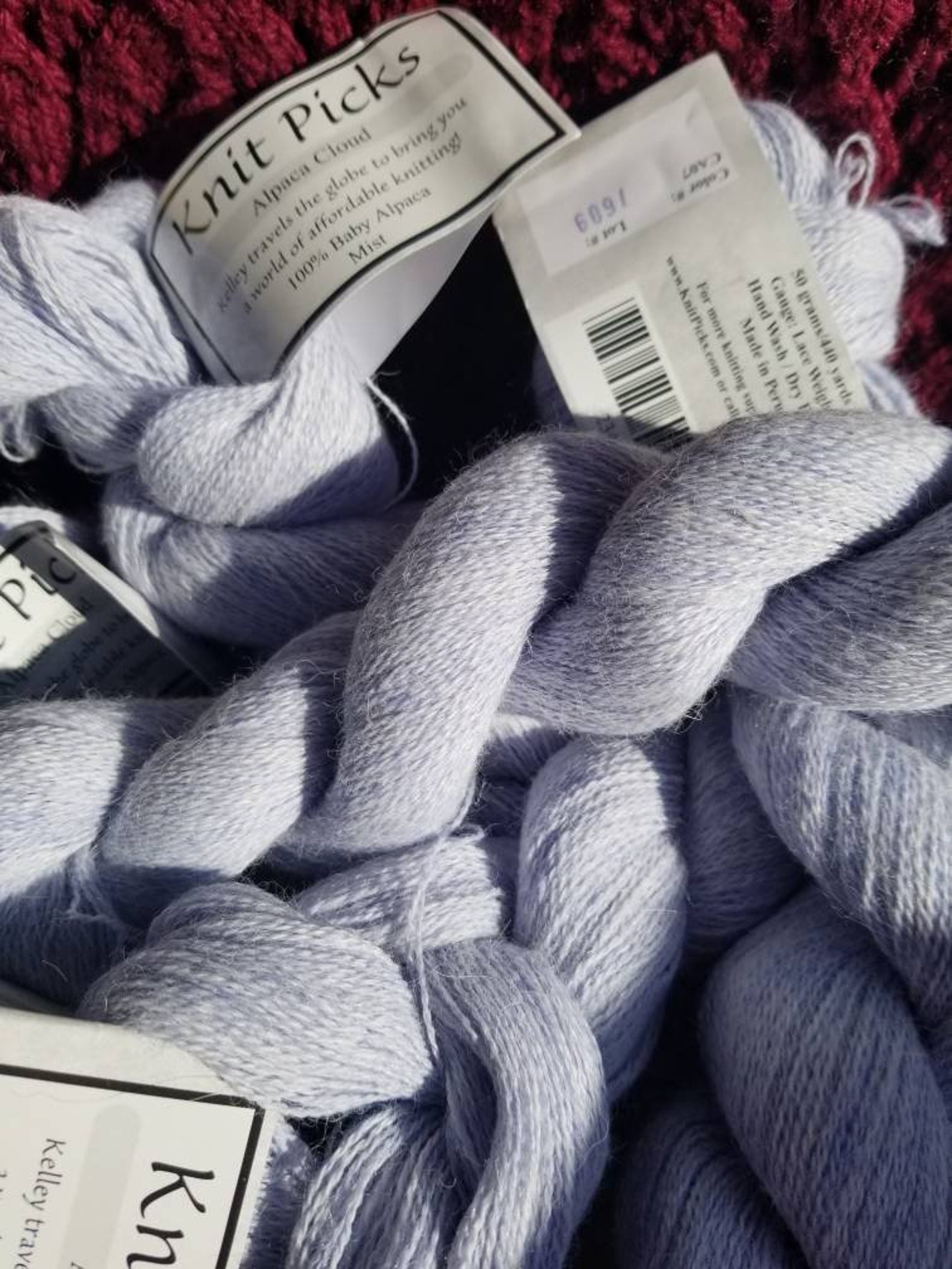 Knit Picks Alpaca Cloud Lace Color CA07 Light Blue Gray Etsy