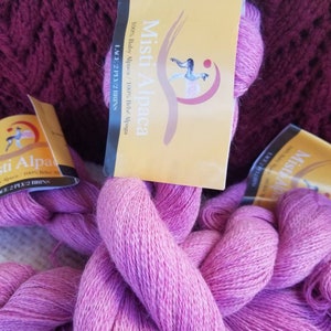 Misti Alpaca 100% Baby Alpaca Lace Color Pink 0776 Yarn