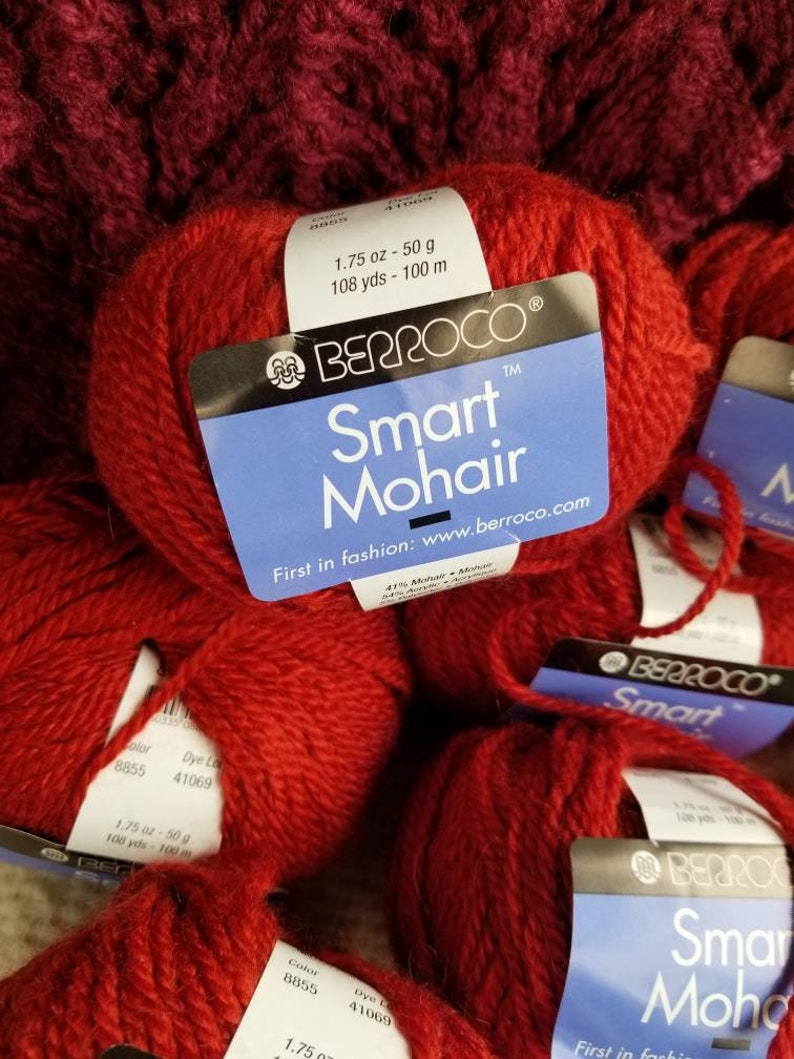 Berroco Smart Mohair 50g1.75 oz Color 8855 Red Rust color 41/% Mohair yarn