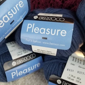 Berroco Pleasure Yarn Angora Blend Color 8631 Grey Blue