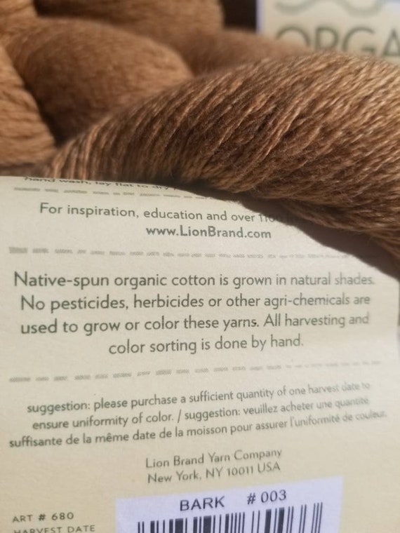 Lion Brand Yarn Organic Cotton Color 003 Bark -  Canada