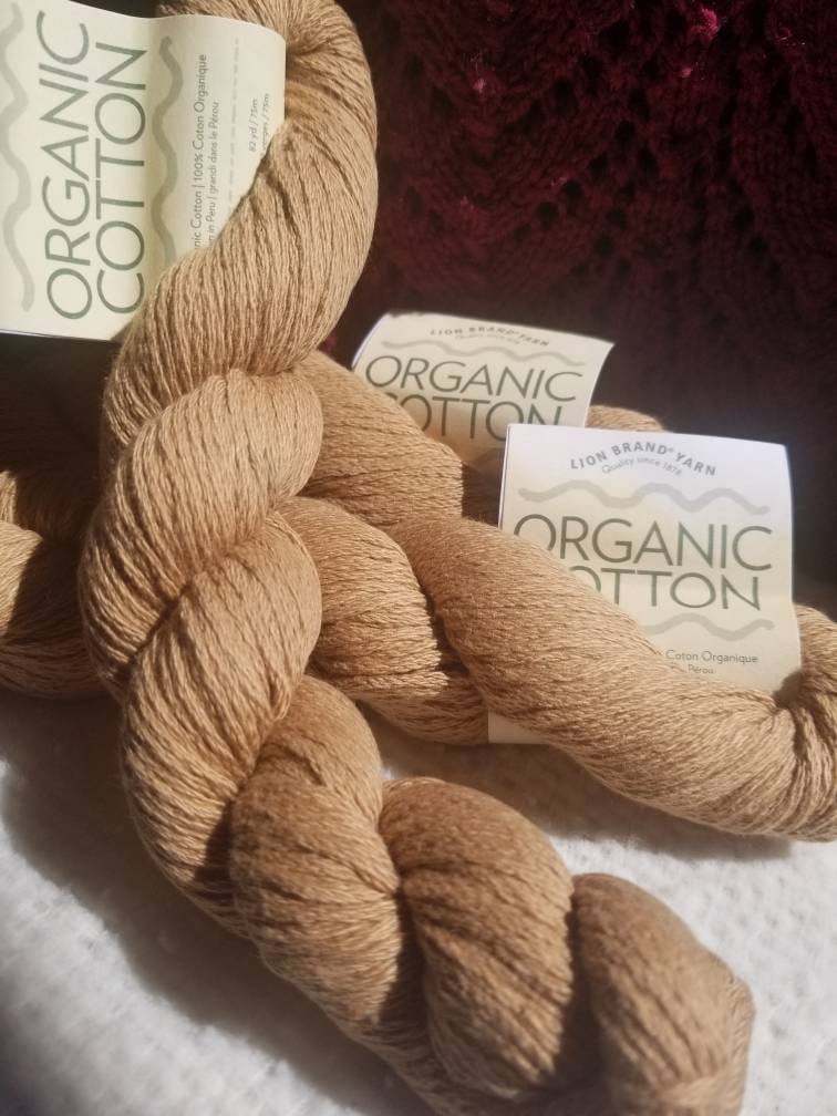 Lion Brand Yarn Organic Cotton Color 003 Bark 