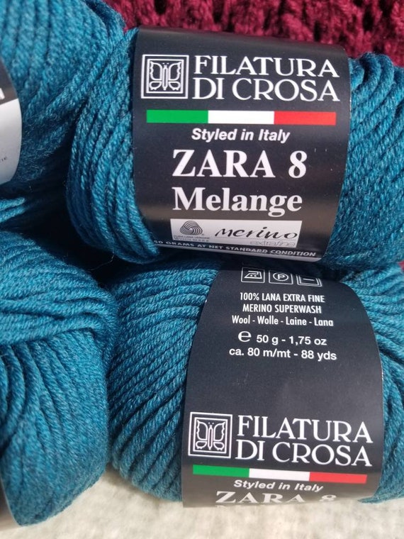 Filatura Di Crosa Zara 8 Melange Yarn Color 1628 Teal - Etsy