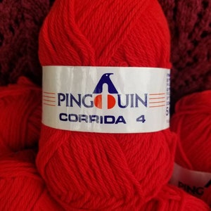 Laines du Pingouin Corrida 4 Yarn Cotton Acrylic Color Red 514